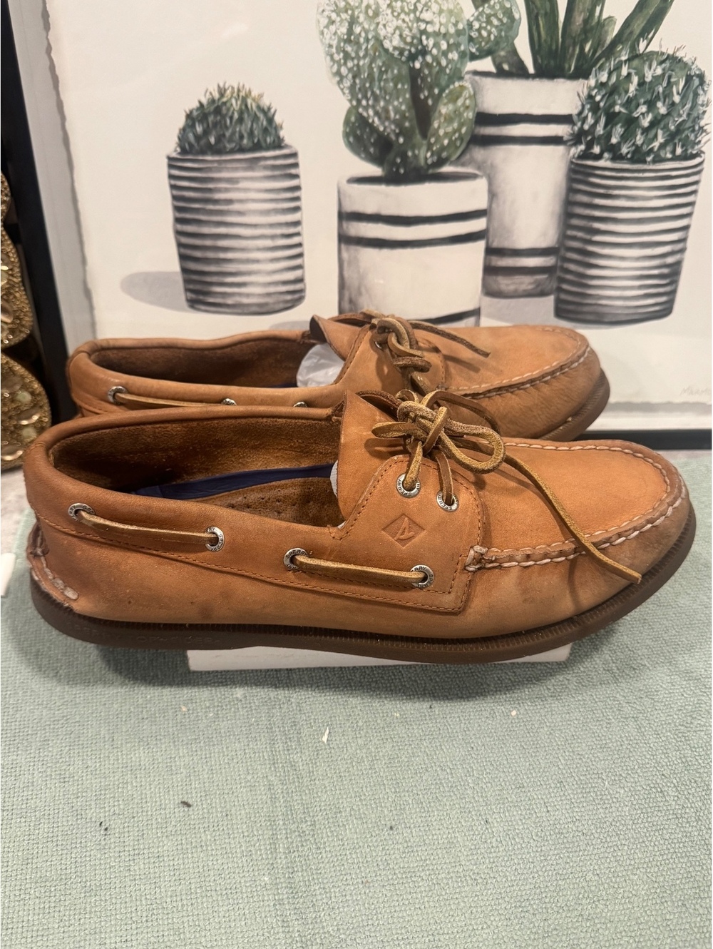 Sperry Men's Boat Shoes 11 M Sahara Brown Leather Top-Sider 2-Eye Deck Loafers